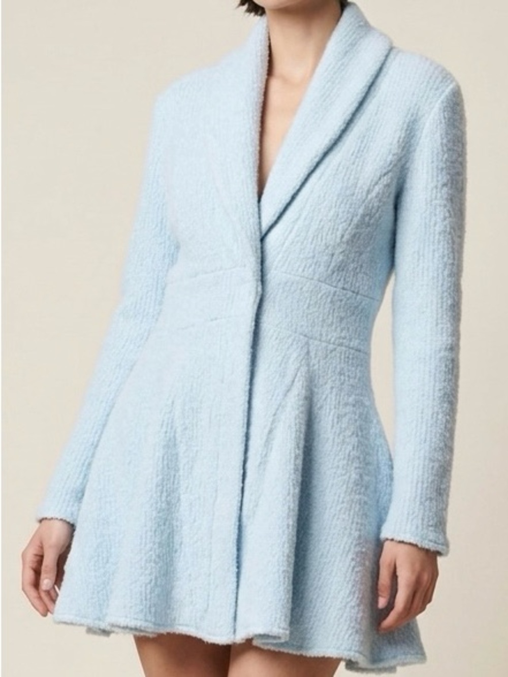 ASOS LUXE Fluffy Knit Tux Dress in Baby Blue (US Size 12)